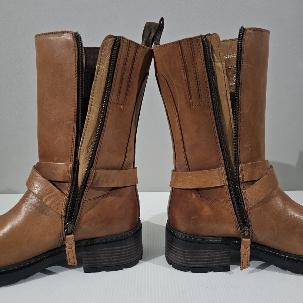 Softwalk Neenah Mid Calf Riding Boot Women 8 NARROW Brown Leather Equestrian - Picture 4 of 15